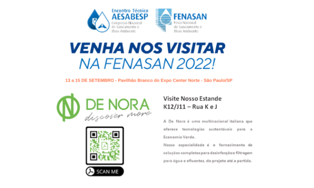 A DE NORA participará da Fenasan – A maior feira de saneamento da América Latina
