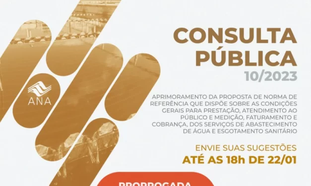 Consulta pública sobre condições gerais para prestação dos serviços de água e esgoto é prorrogada até 22 de janeiro