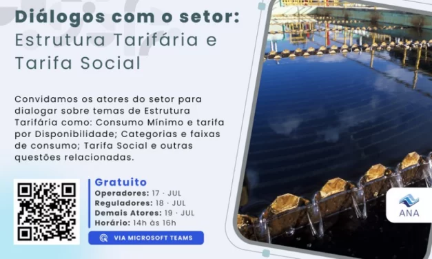 ANA convida atores do setor de saneamento para discutir sobre estrutura tarifária e tarifa social